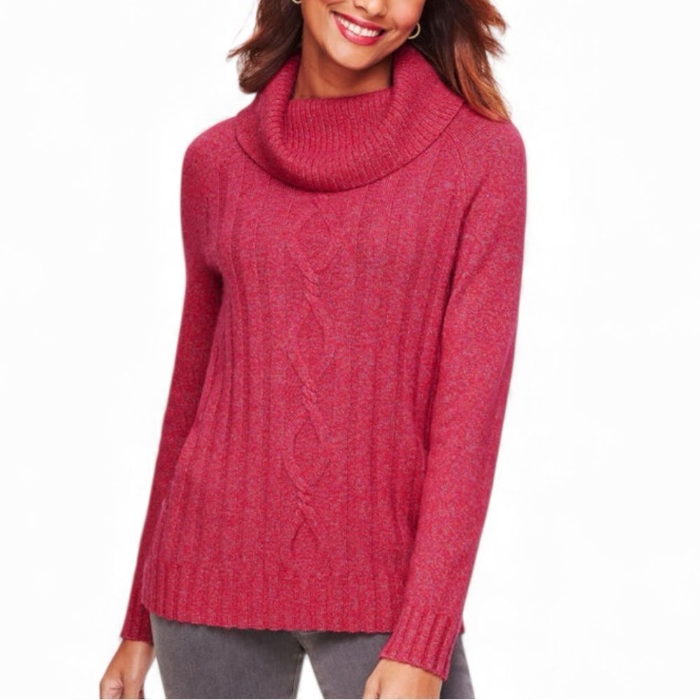 Talbots MARLED COWLNECK SWEATER merino wool/ cotton blend size medium